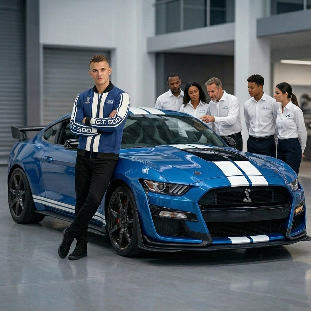 Detalle lateral y texturas de la chamarra GT500